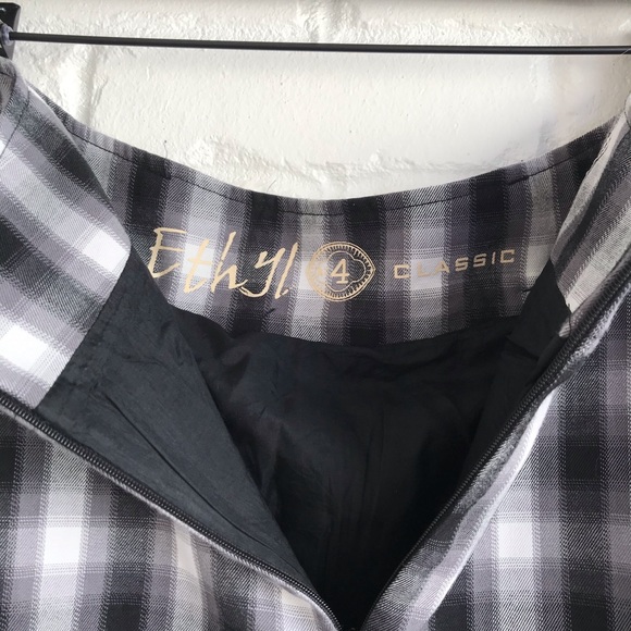 Ethyl black and white plaid midi skirt sZ 4 Medium - Picture 6 of 8